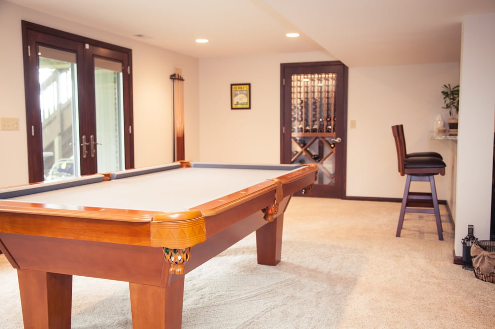 Pool table in White Oak, OH basement remodel by Legacy Builders