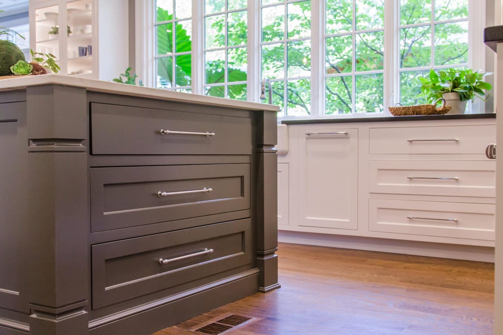 Up close view of cabinet drawers in Montgomery, OH kitchen remodel by Legacy Builders