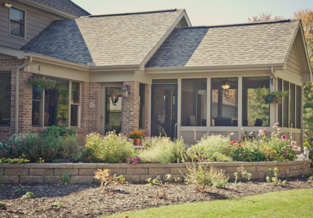 Sunroom addition exterior on Cincinnati home by Legacy Builders