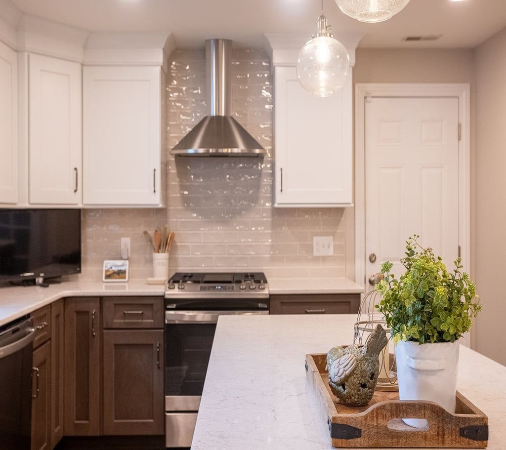 Island in White Oak, OH two tone kitchen remodel by Legacy Builders=1