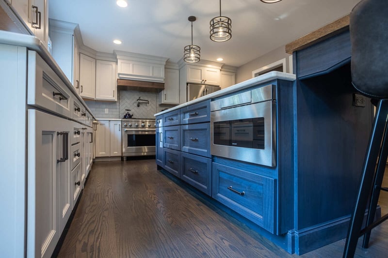 Two-tone blue and white kitchen remodel in Cincinnati, OH by Legacy Builders