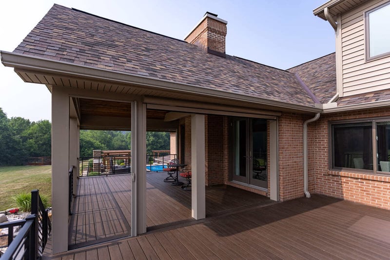 Covered deck off of dining room in Cincinnati, OH by Legacy Builders 